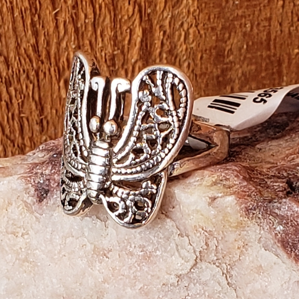 Butterfly Silver Ring, sz 7